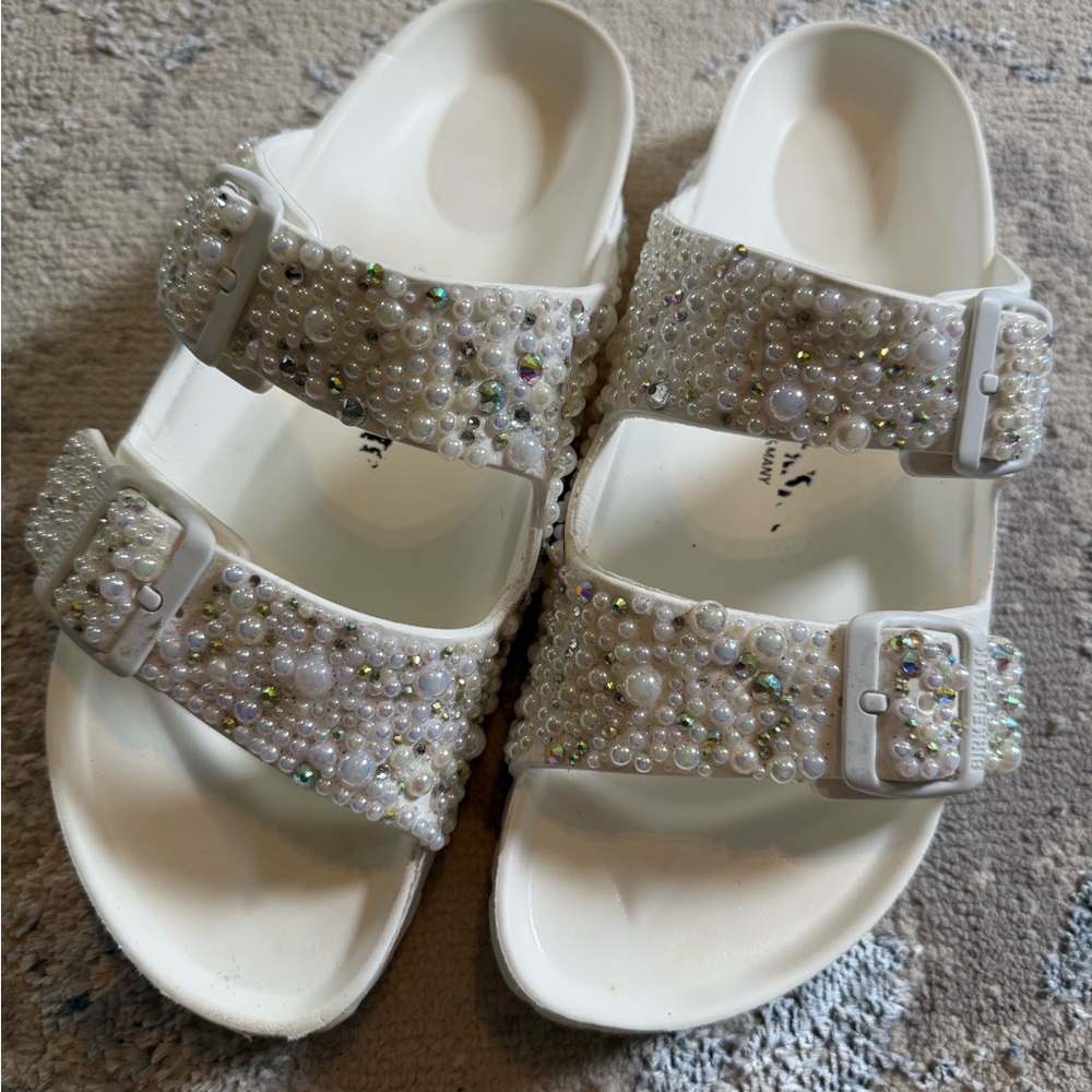 Custom White Bridal Birkenstocks
